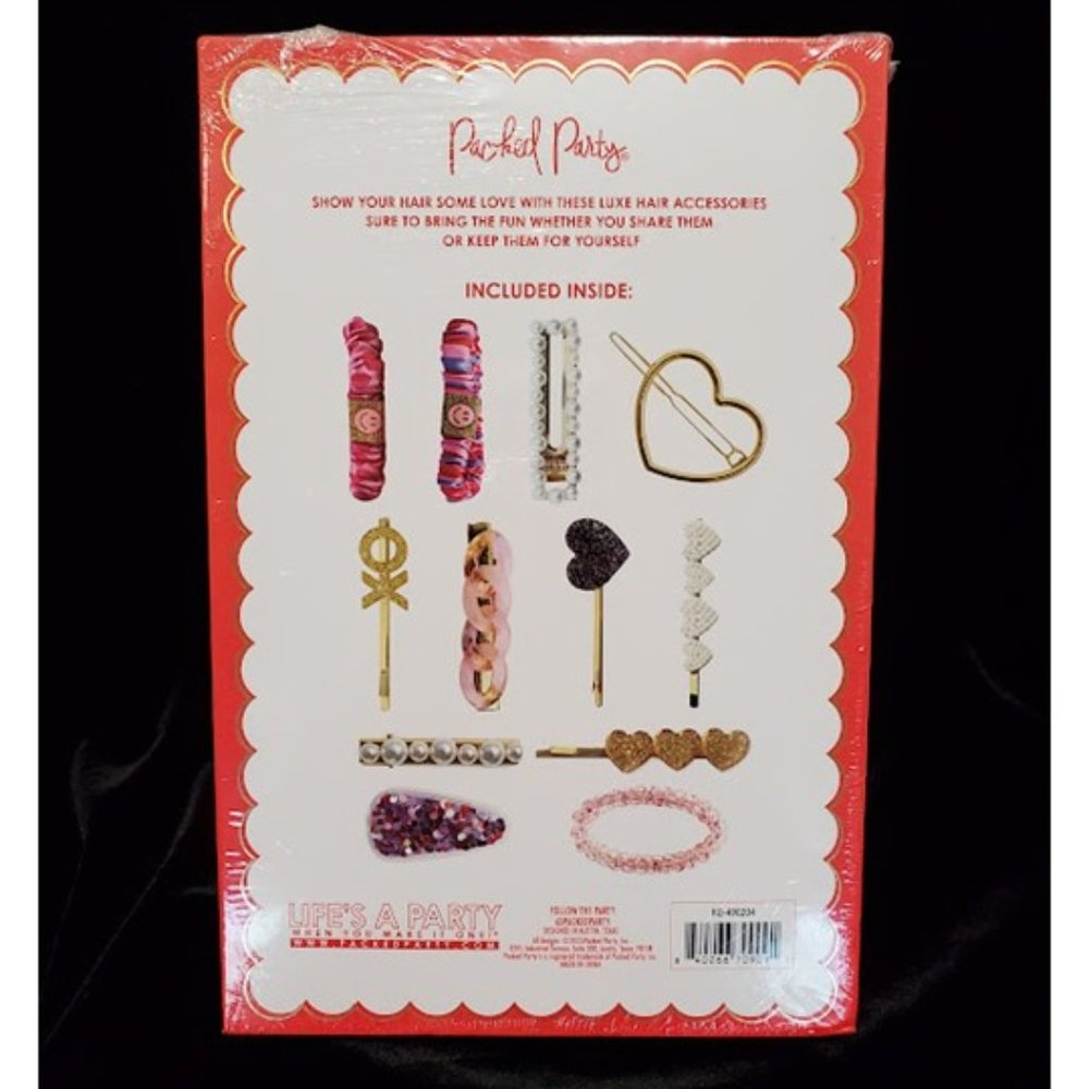 Packed Party Girls Luxe Hair Accessories Set Pink Glitter Heart Clips Barrettes